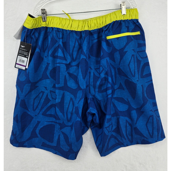 Speedo‎ Men's Boardshort Swim Trunks Blue Yellow XXL UPF 50+ Geometric - Picture 4 of 11